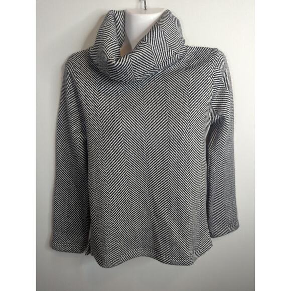 J. Crew Factory Turtleneck Knit Sweater Black White Cozy Casual Women's XS - Picture 1 of 7